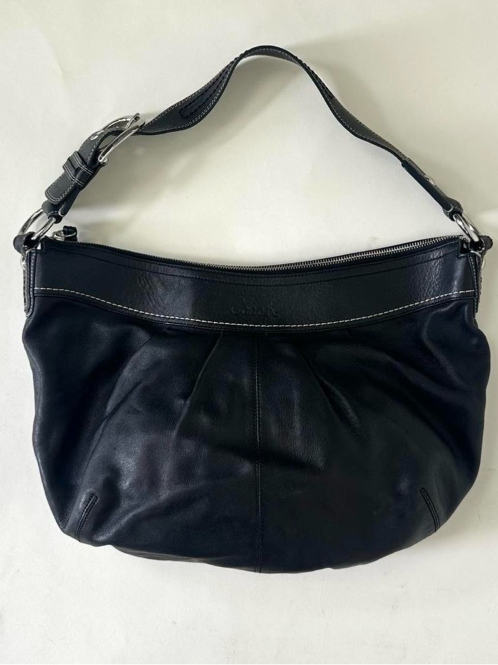 Coach Black Leather Hobo Large Shoulder Bag